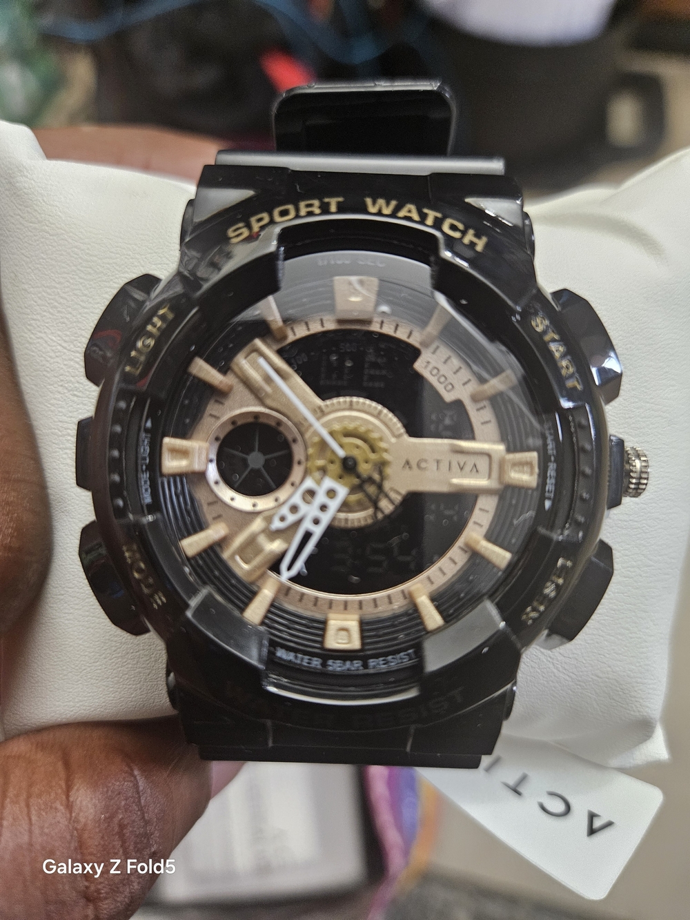 Activa Black and Gold-Tone Analog Sport Watch
